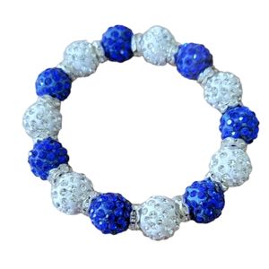 Blue and White Shamballa Bead Bracelet